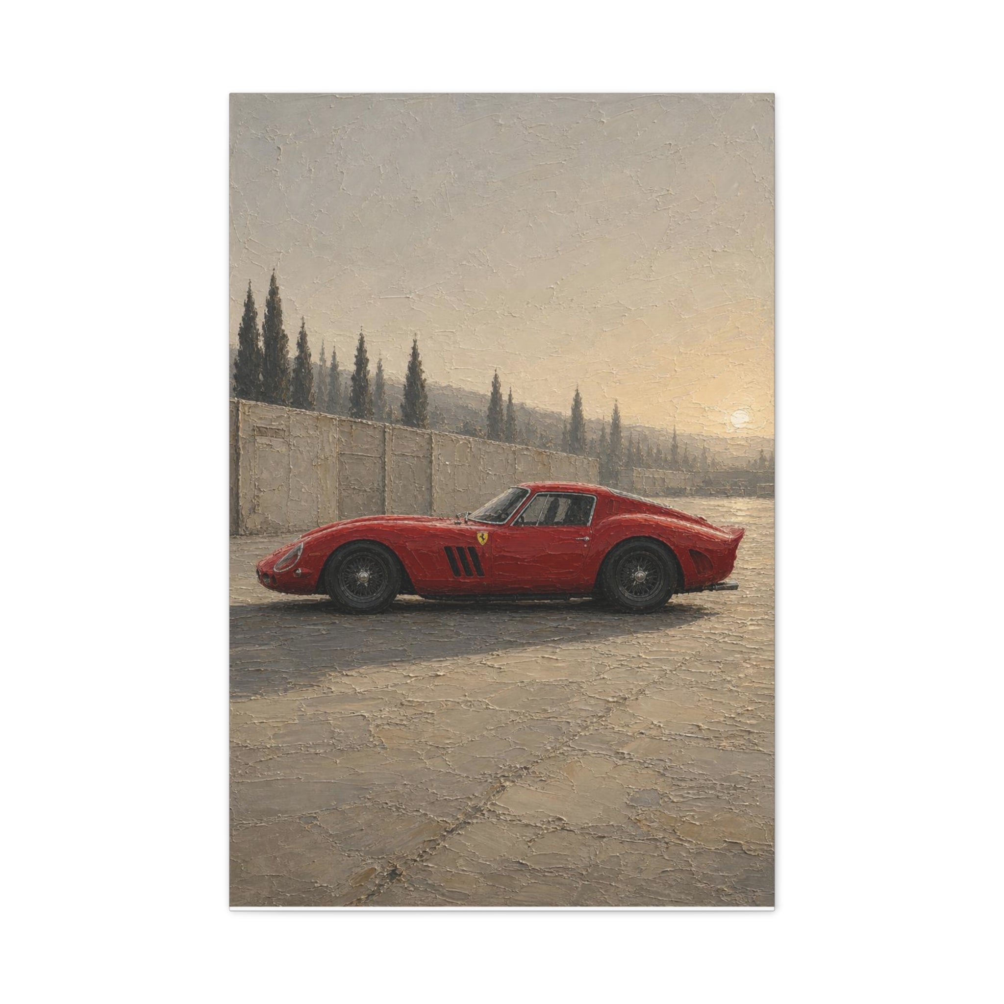 Red Vintage Ferrari Canvas Print — Matte Stretched Car Wall Art