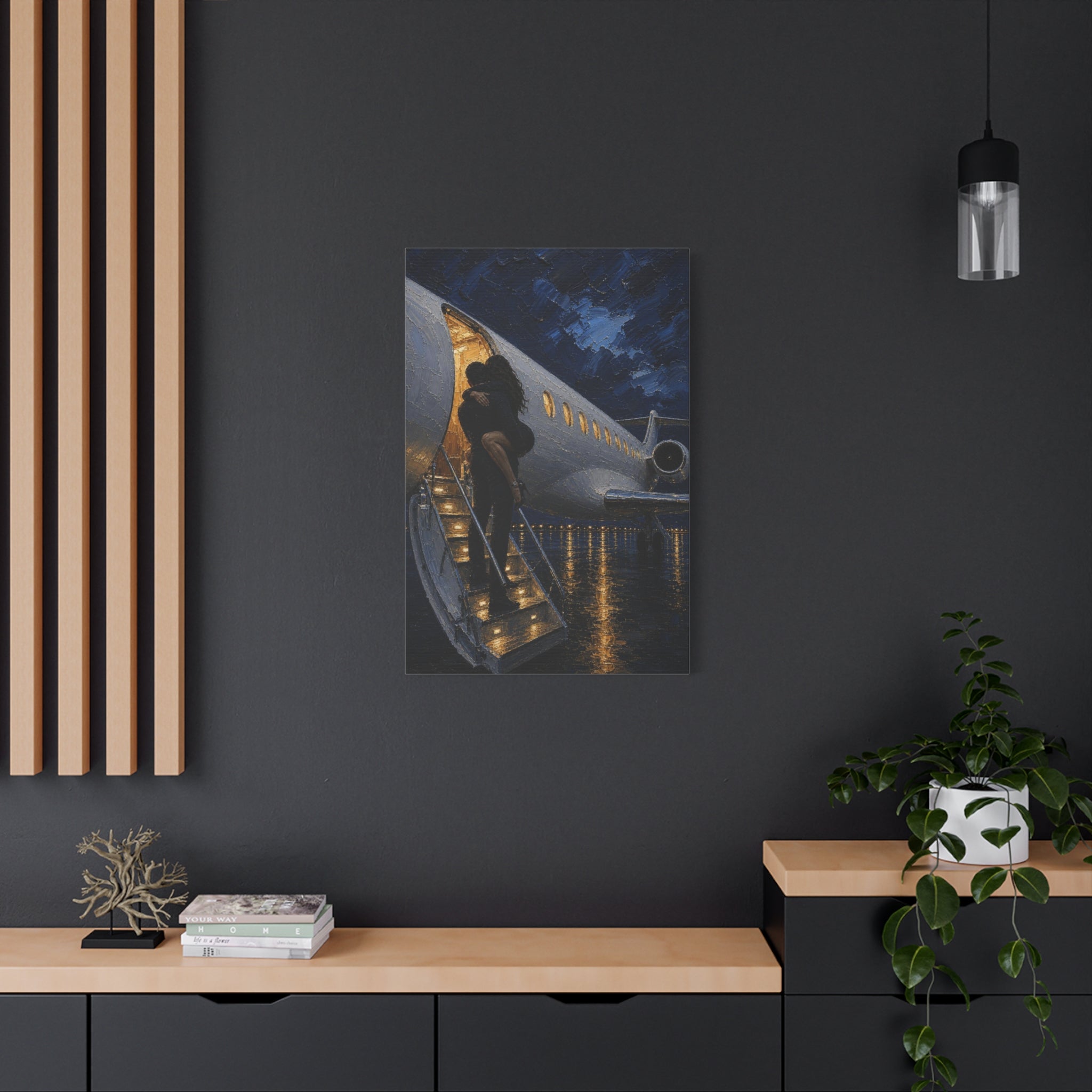 Romantic Private Jet Departure - Matte Stretched Canvas Wall Art
