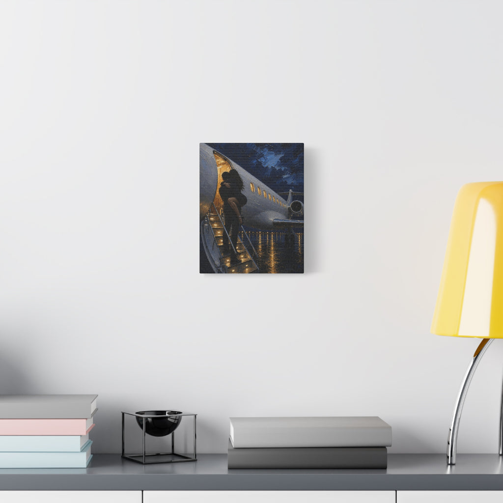 Romantic Private Jet Departure - Matte Stretched Canvas Wall Art