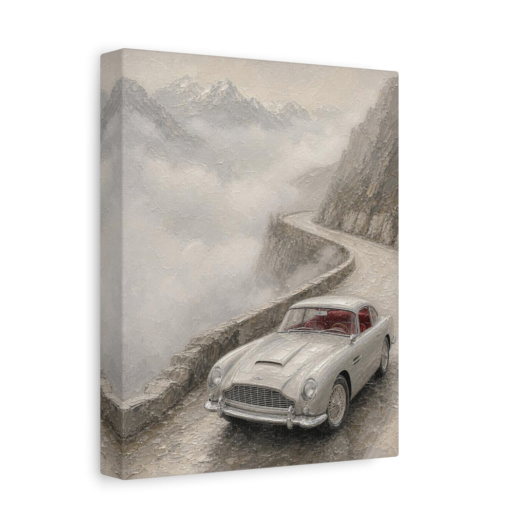 Vintage Sports Car on Mountain Road Canvas Print — Retro Automotive Wall Art