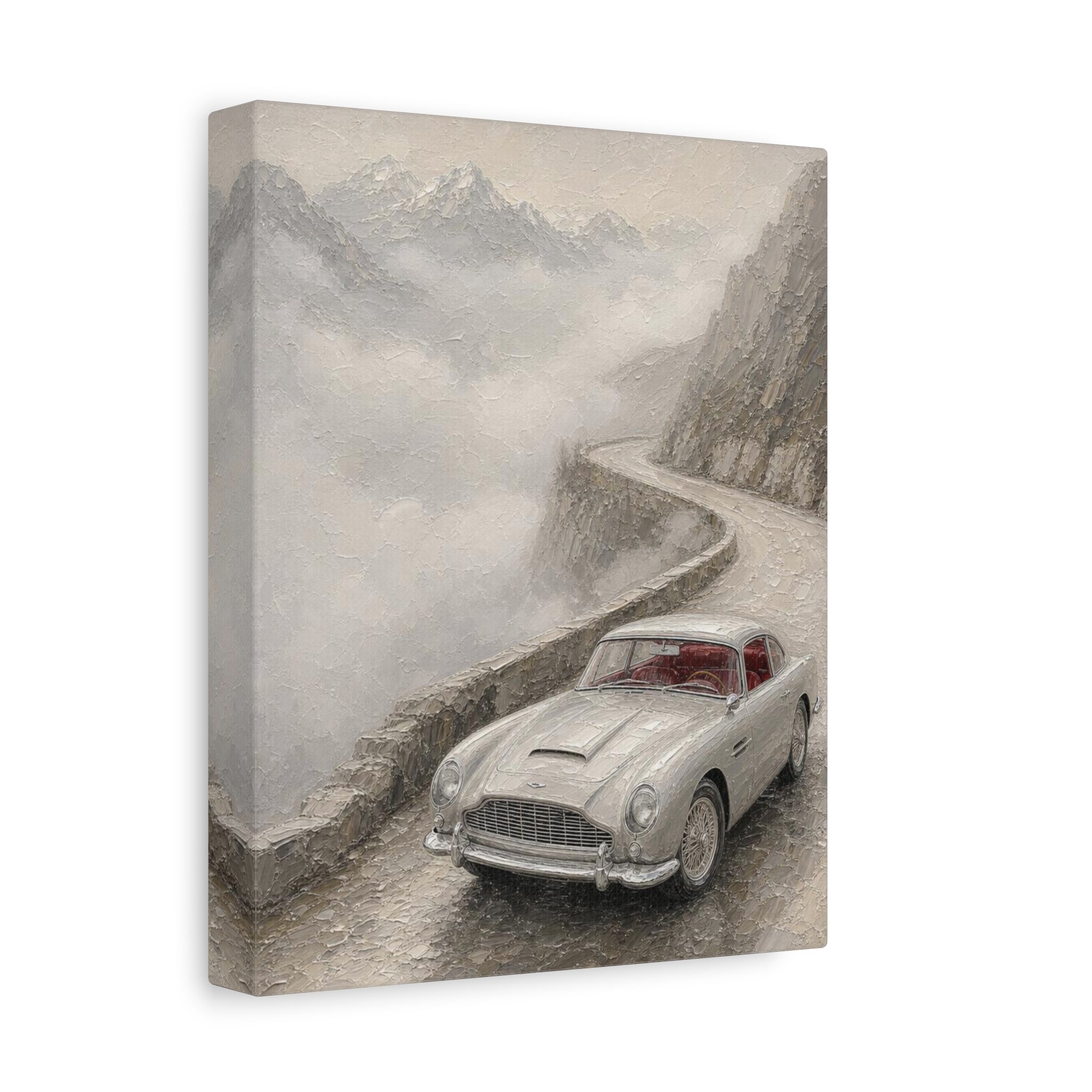 Vintage Sports Car on Mountain Road Canvas Print — Retro Automotive Wall Art