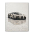 Luxury Sports Car Canvas Print - Bugatti White Reflection (Matte Stretched)
