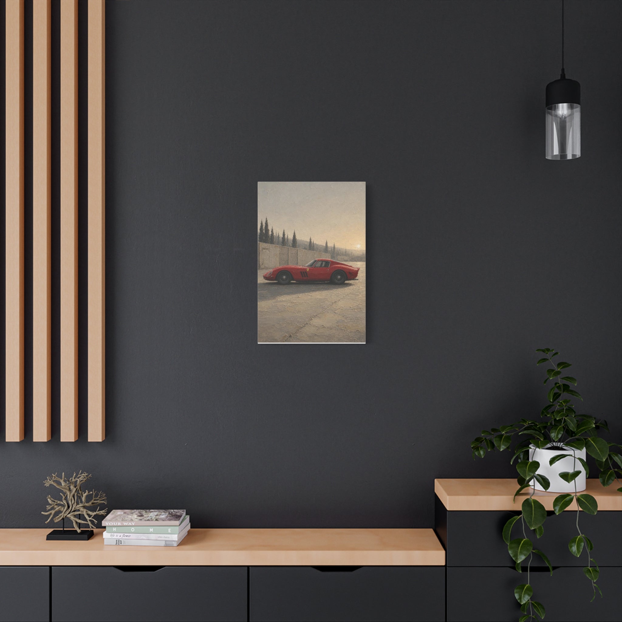 Red Vintage Ferrari Canvas Print — Matte Stretched Car Wall Art
