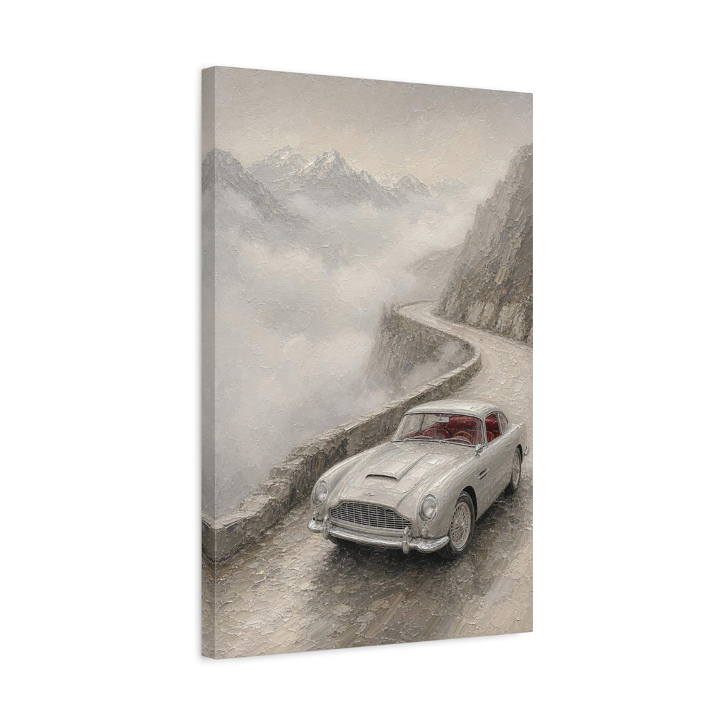 Vintage Sports Car on Mountain Road Canvas Print — Retro Automotive Wall Art