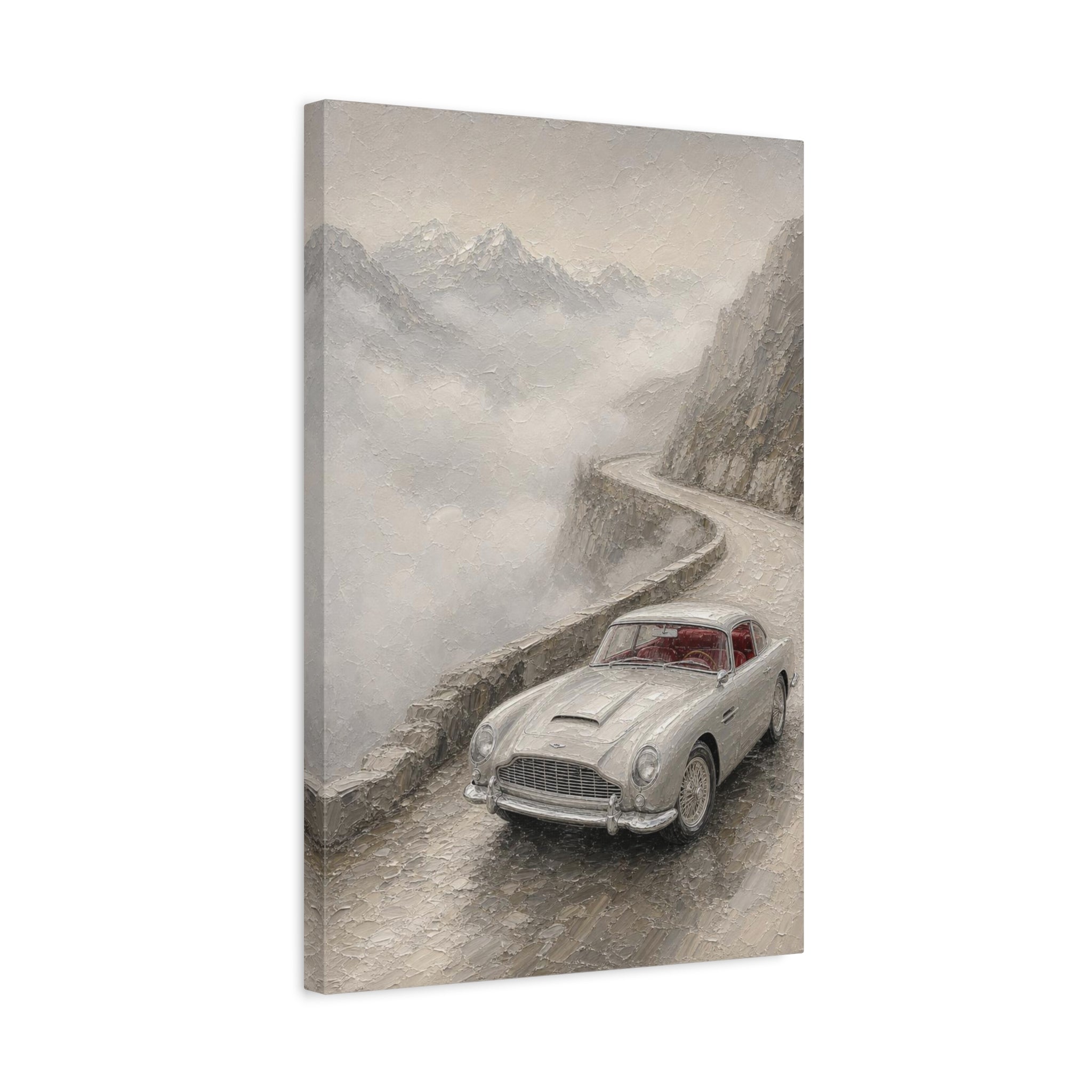 Vintage Sports Car on Mountain Road Canvas Print — Retro Automotive Wall Art