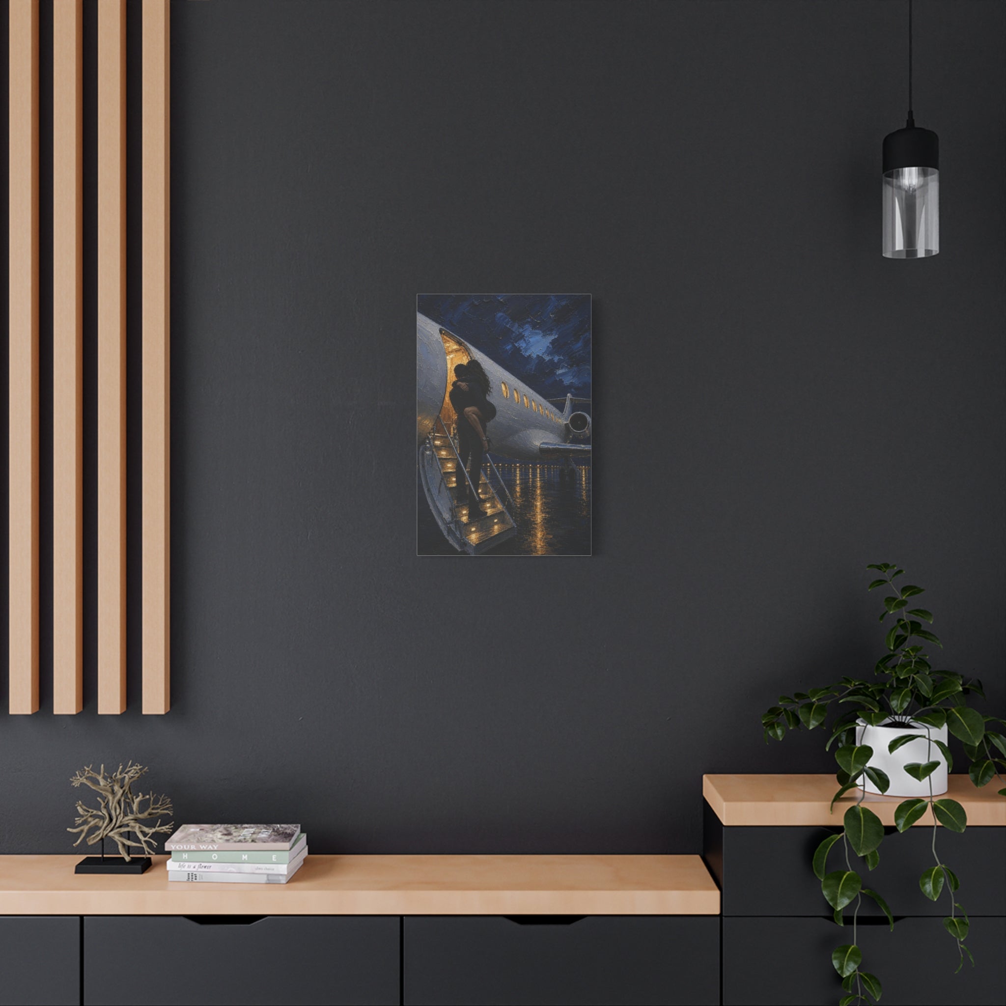 Romantic Private Jet Departure - Matte Stretched Canvas Wall Art