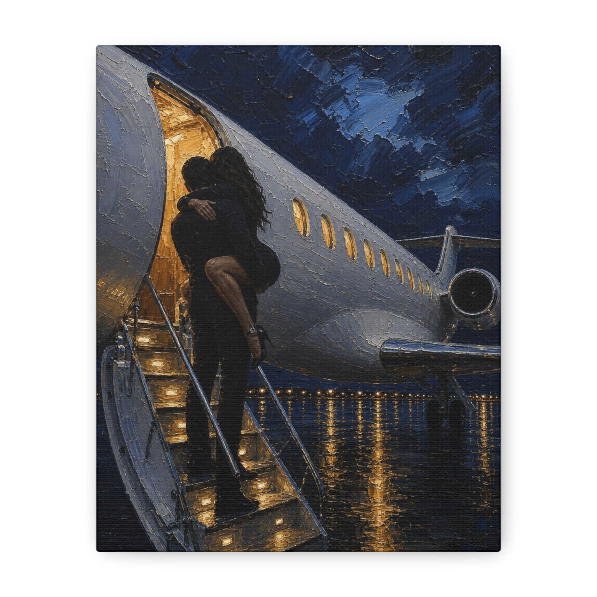 Romantic Private Jet Departure - Matte Stretched Canvas Wall Art