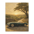 Vintage Sports Car Canvas Wall Art – Classic Roadside Sunset Print