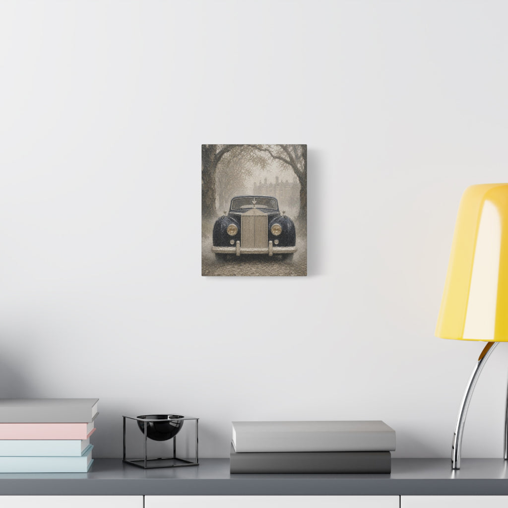 Vintage Rolls-Royce Canvas Wall Art — Classic Black Car Stretched Matte Canvas