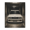 BMW E30 Art Print — Vintage White Car Matte Canvas