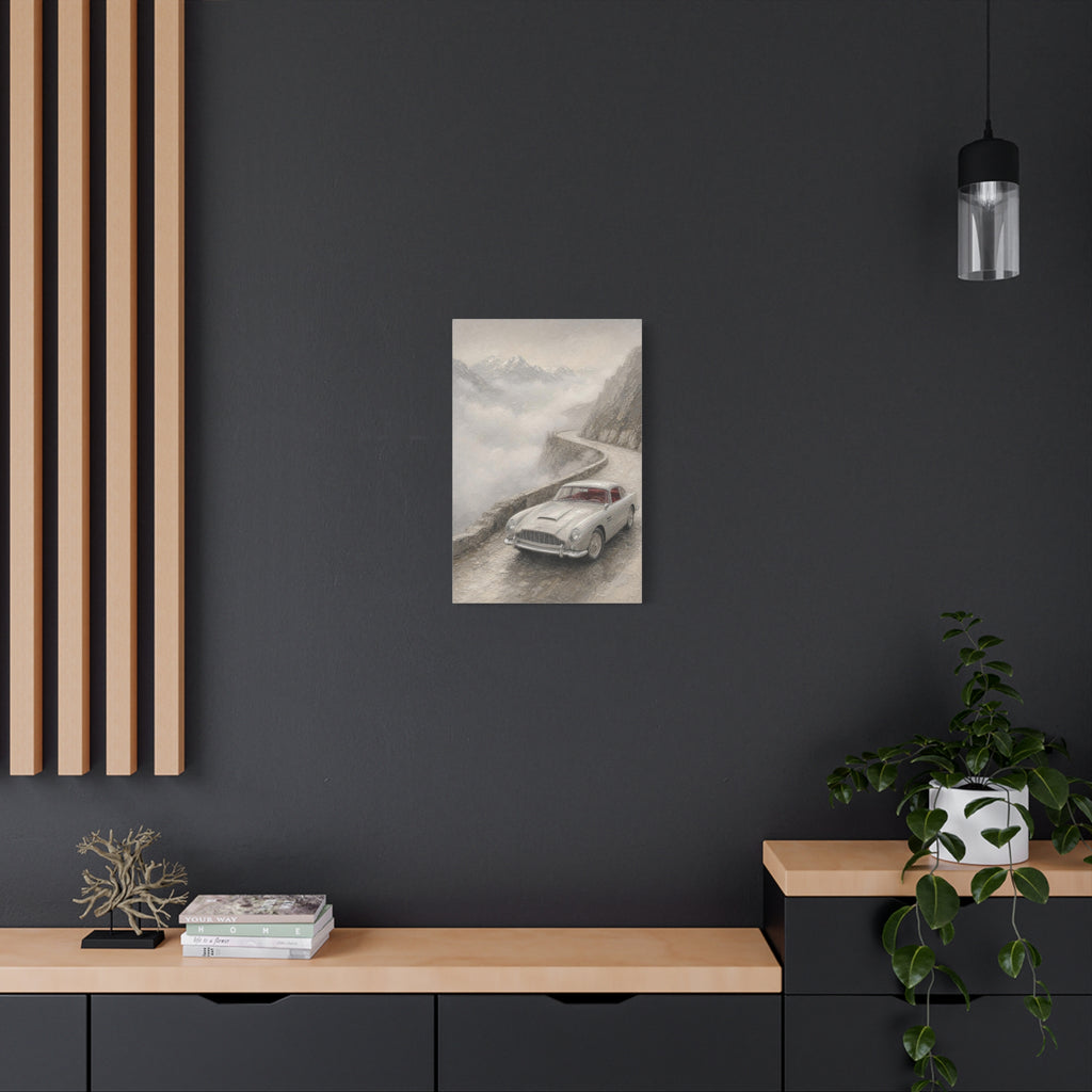 Vintage Sports Car on Mountain Road Canvas Print — Retro Automotive Wall Art