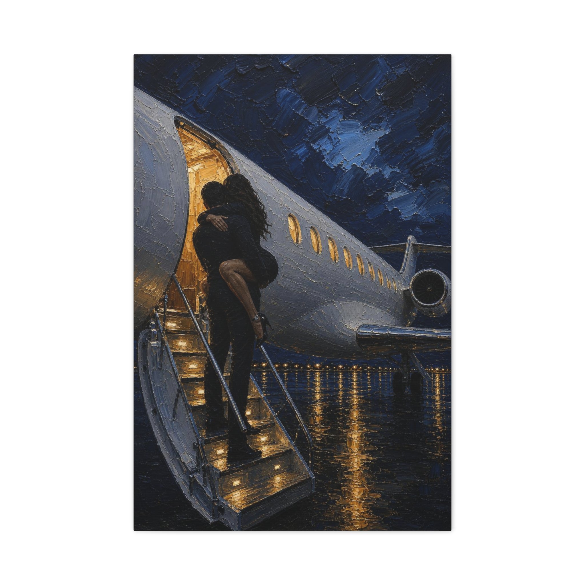 Romantic Private Jet Departure - Matte Stretched Canvas Wall Art