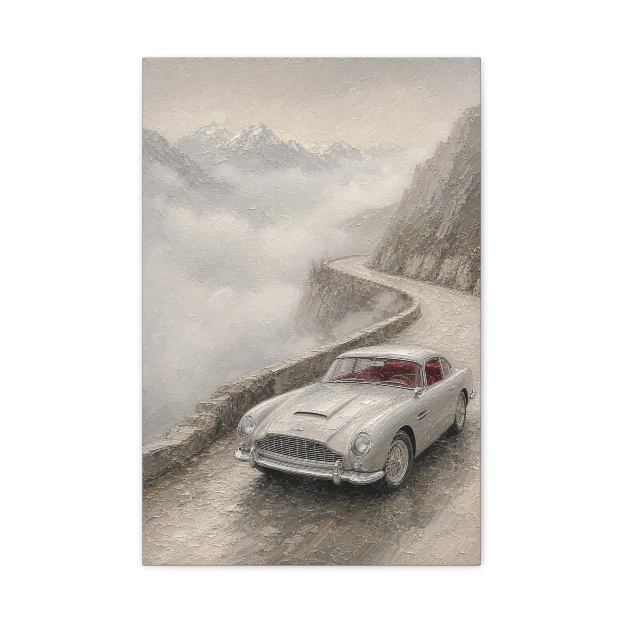 Vintage Sports Car on Mountain Road Canvas Print — Retro Automotive Wall Art