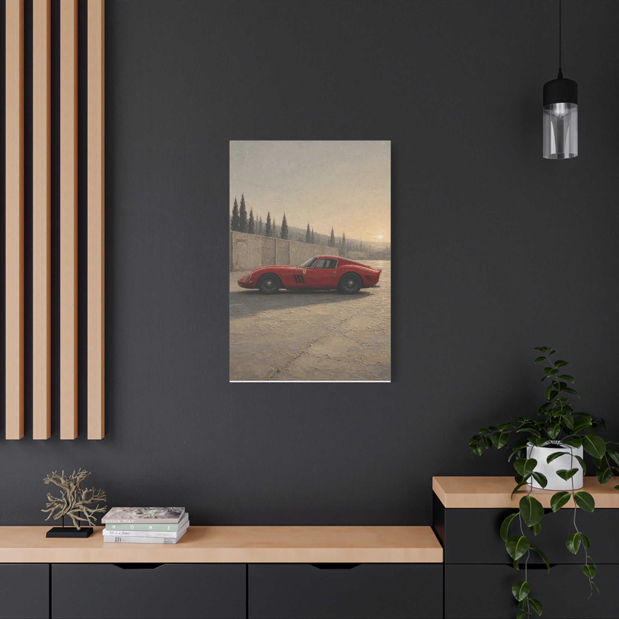 Red Vintage Ferrari Canvas Print — Matte Stretched Car Wall Art