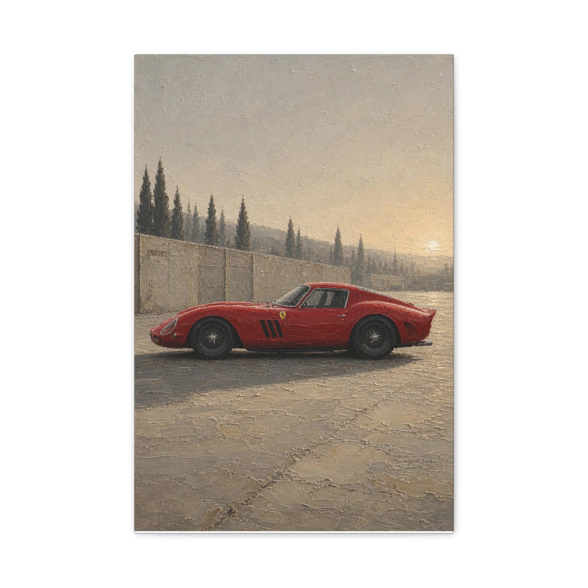 Red Vintage Ferrari Canvas Print — Matte Stretched Car Wall Art