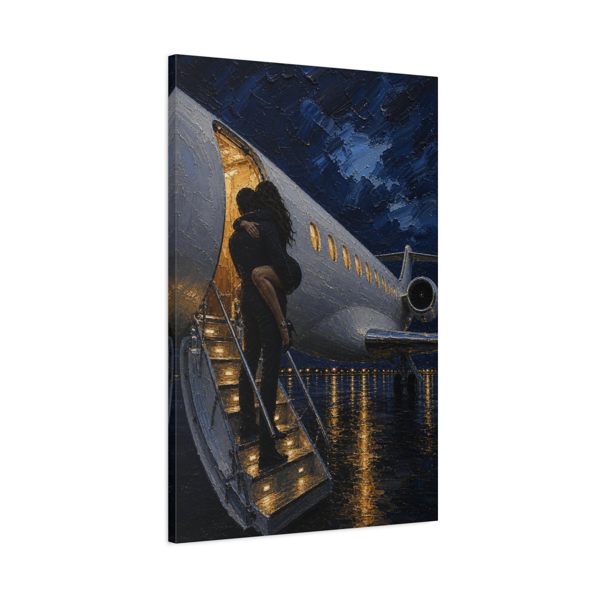 Romantic Private Jet Departure - Matte Stretched Canvas Wall Art