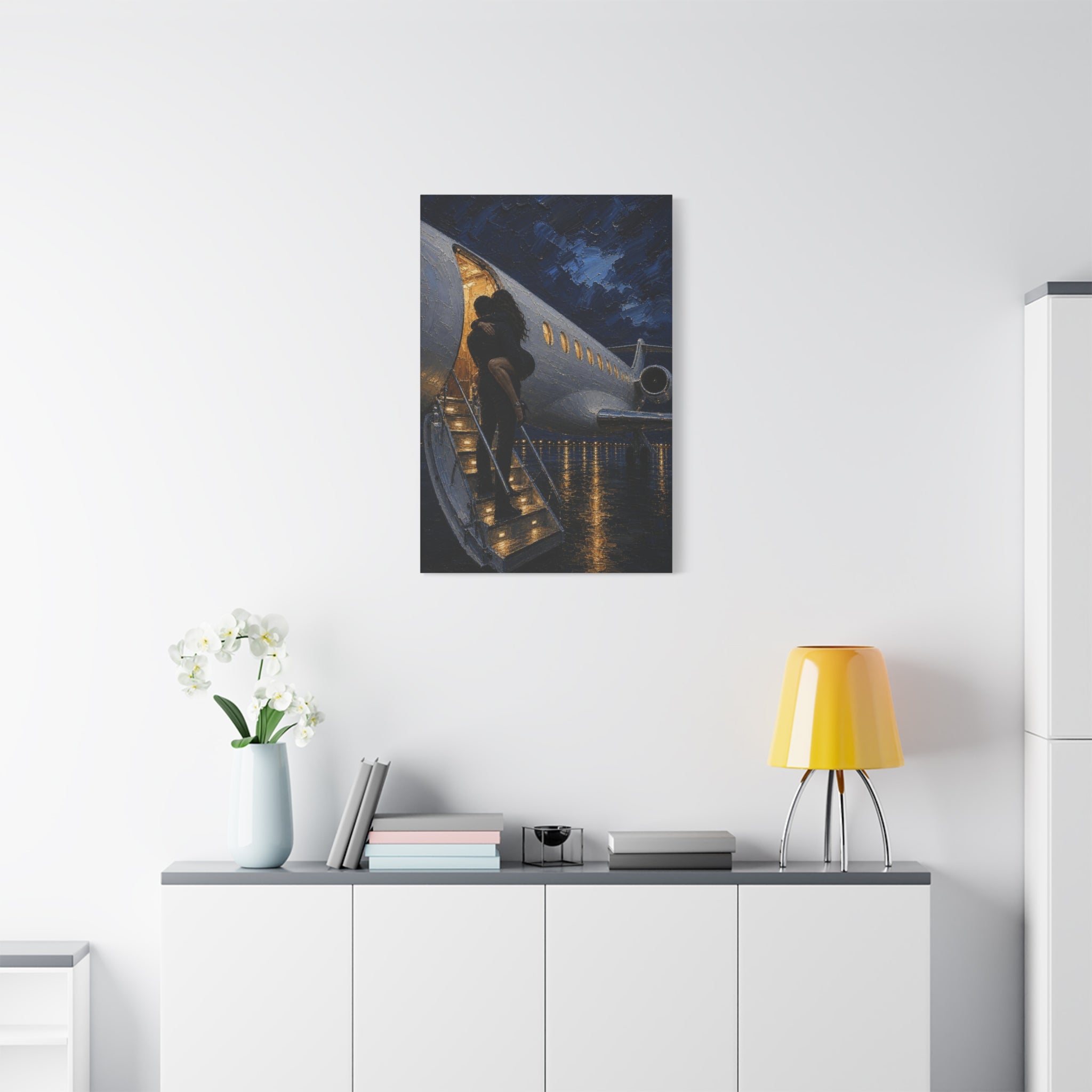 Romantic Private Jet Departure - Matte Stretched Canvas Wall Art