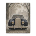 Vintage Rolls-Royce Canvas Wall Art — Classic Black Car Stretched Matte Canvas