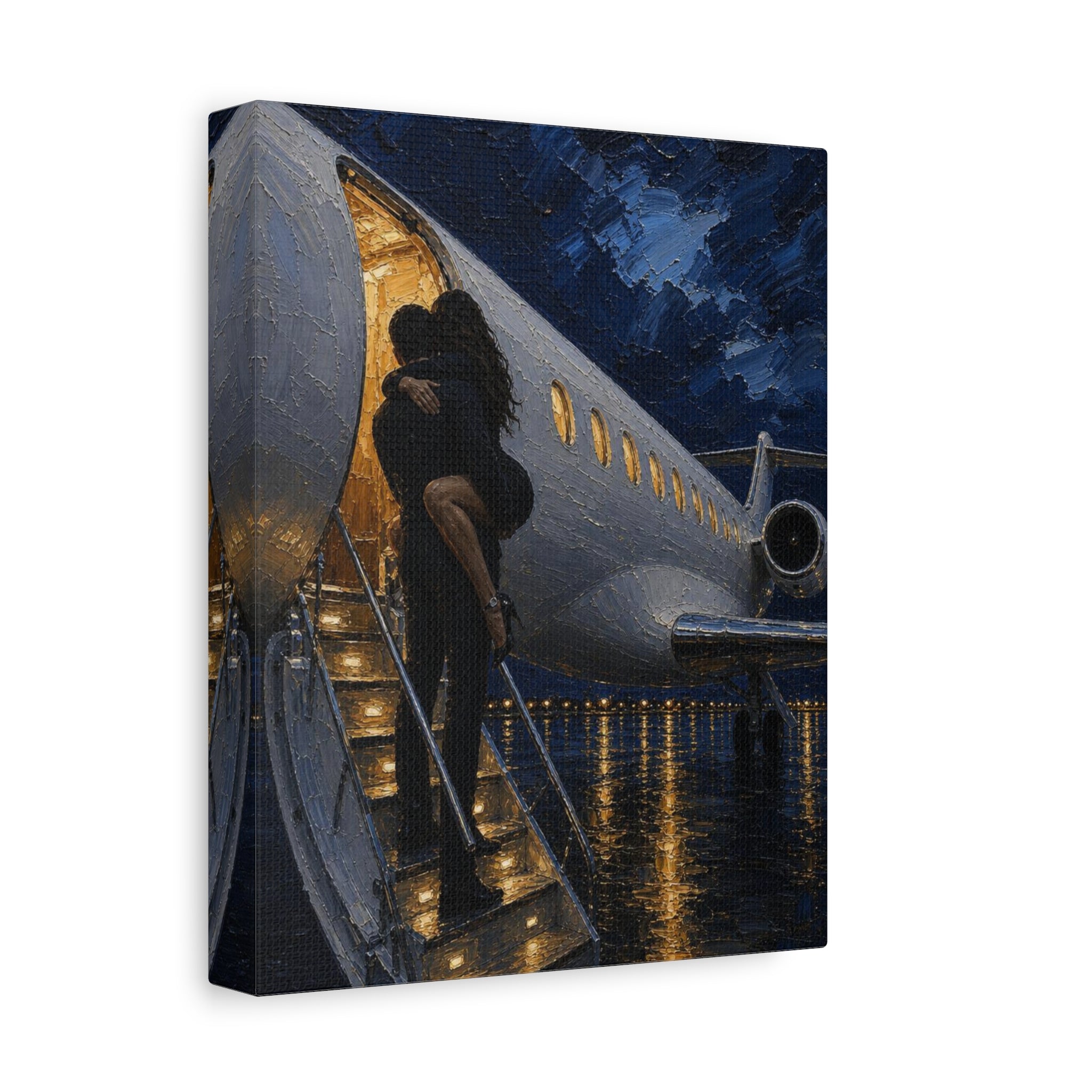 Romantic Private Jet Departure - Matte Stretched Canvas Wall Art
